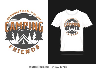 Funny Summer Camping Typography T Shirt Design.