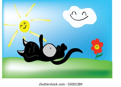 Funny summer cat