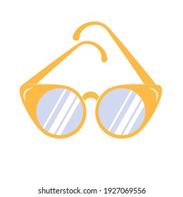 gafas de verano divertidas con marcos amarillos. Aislado sobre un fondo blanco