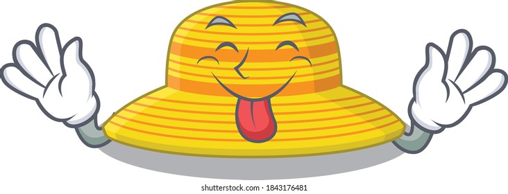 Funny summer hat cartoon design with tongue out face