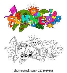 funny summer logo for decoration.cute summer logo.cartoon summer logo