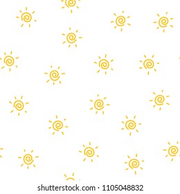 Funny summer pattern with suns, seamless vector design