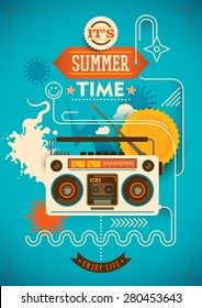 Funny summer poster. Vector illustration.