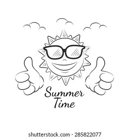 Funny summer sun with thumb up