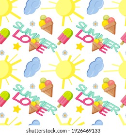 funny summer vector seamless pattern