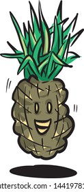 A funny summer vibes pineapple fruit vector illustration.