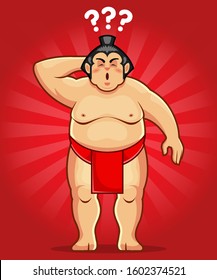 Funny Sumo In Confused Expression Stock Illustration Vector 