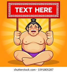 Funny Sumo Holding Text Template. You Can Change The Text