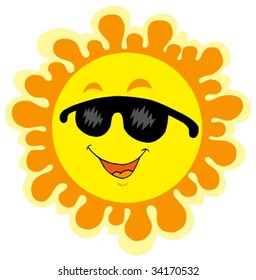 Caricatura divertida de Sun - ilustración vectorial.