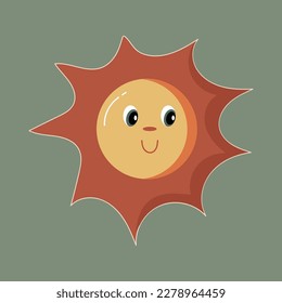 Funny sun icon illustration. Flat style. Vector template