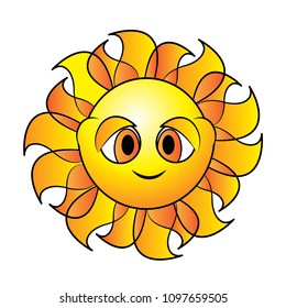 Funny sun icon illustration isolated on white background.