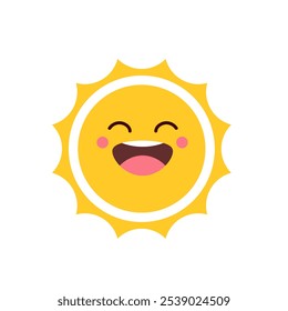 Funny sun icon vector. Smiling sun illustration sign. Sun symbol or logo.