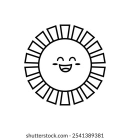 Lustige Sonne Symbol Vektor. Lächelndes Sonnenillustrationszeichen. Sun-Symbol oder -Logo.