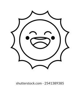 Funny sun icon vector. Smiling sun illustration sign. Sun symbol or logo.