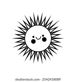 Funny sun icon vector. Smiling sun illustration sign. Sun symbol or logo.