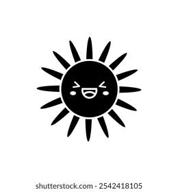 Funny sun icon vector. Smiling sun illustration sign. Sun symbol or logo.