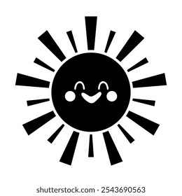 Vetor de ícone de sol engraçado. Sinal de ilustração do sol sorridente. Símbolo ou logotipo do Sol.