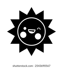 Funny sun icon vector. Smiling sun illustration sign. Sun symbol or logo.