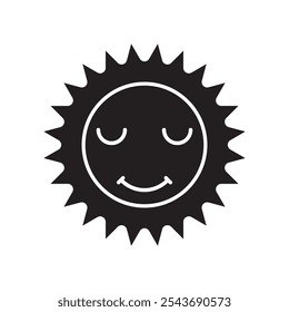 Vetor de ícone de sol engraçado. Sinal de ilustração do sol sorridente. Símbolo ou logotipo do Sol.