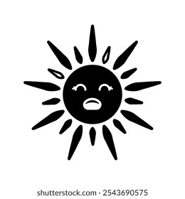 Vector divertido del icono del sol. Signo sonriente de la ilustración del sol. Símbolo de sol o logotipo.
