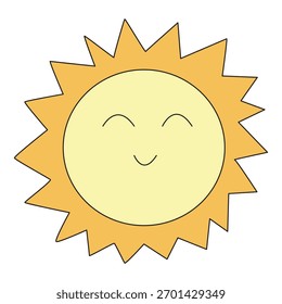 Sol divertido aislado en un fondo blanco