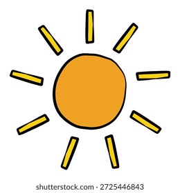 Funny sun isolated on white background