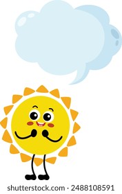 Funny sun mascot with empty speech bubble
