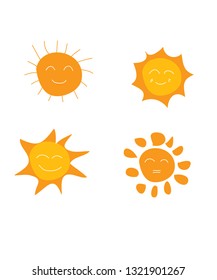 funny sun on white background