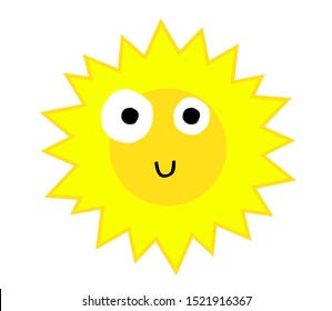 Funny sun on a white background. Vector illustration.