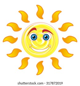 Funny sun smiling