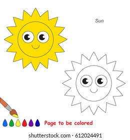 Funny Sun Star to be colored, the coloring book for preschool kids with easy educational gaming level.