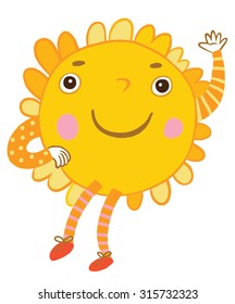 funny sun in the style of a children