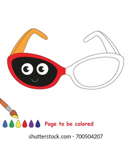 Funny Sunglasses to be half colored, the coloring book for preschool kids with easy educational gaming level.