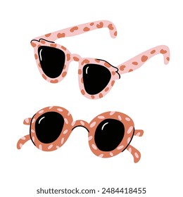 Funny sunglasses with leopard print vector illustration in flat design. Trendy elegance beach sun glasses isolated on white background