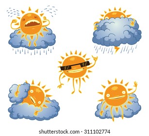 Funny suns set, vector