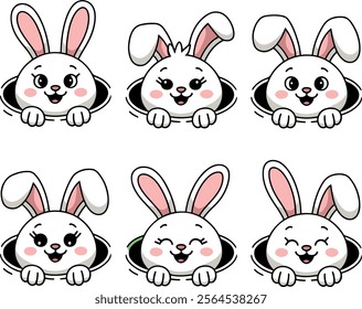 Funny and super cute easter bunny ears with happy smile vector art