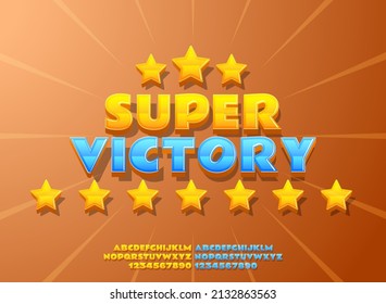 Funny Super Victory Banner With Star Text Effect