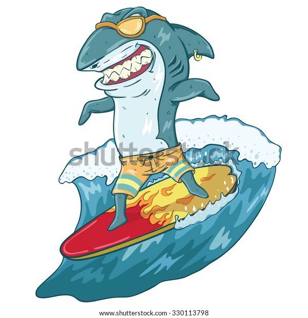 Download Funny Surfing Shark Glasses Cool Style Stock Vector ...