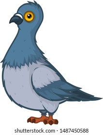 Funny surprised disheveled dove in cartoon style