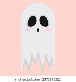 Funny surprised ghost on pink background