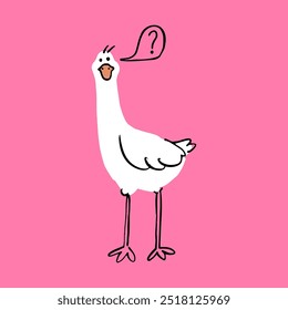 Funny surprised goose. Trendy vector illustration.