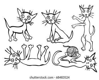 Funny surprised kittens in different poses and in motion. Each image on it's own layer.