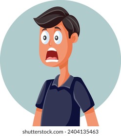 
Funny Surprised Man Making a Shocked Expression Vector Character. Scared guy feeling emotional and nervous in distress 
