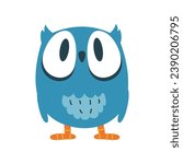 Funny surprised owl. Vector icon, bird sticker
