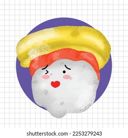 Funny sushi characters with cute faces