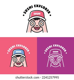 FUNNY SUSHI EXPLORER GUY LOGO SET