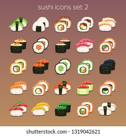 funny sushi icon set