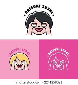 FUNNY SUSHI LOVER GIRL LOGO SET