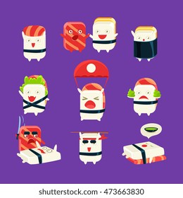 Funny Sushi Man Different Activities Set