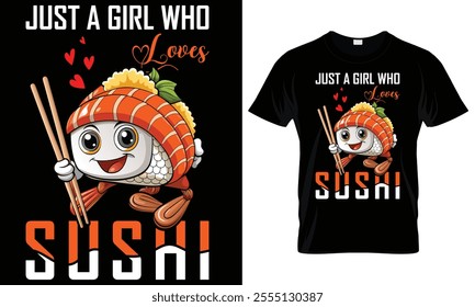 Funny sushi t-shirt design template